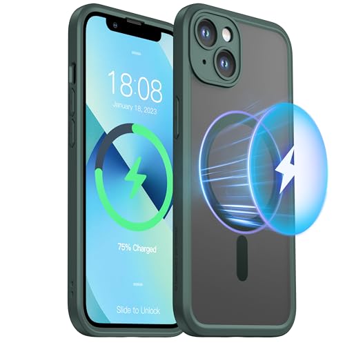ImpactStrong Magnetic Guard Designed for iPhone 14 Case [Camera Protection] [Military Grade Drop Tested] [Compatible with MagSafe] Slim Translucent Matte Phone Case (6.1") - Dark Green by ImpactStrong - Used condition - Image 3