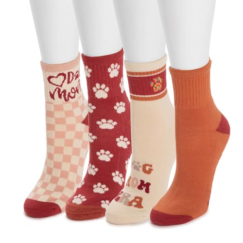 MUK LUKS Women's 4 Pack Quarter Crew Novelty Socks2
