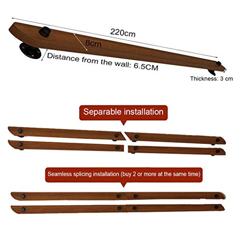 Rampe d'escalier en bois antidérapante avec support mural et kit complet - 3