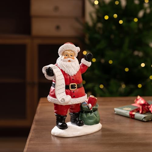 BUTILIVEEN 10" H Santa Claus Figurine, Christmas Santa Statue Decor, Xmas Holiday Decoration for Tabletop, TV Stand and Mantel