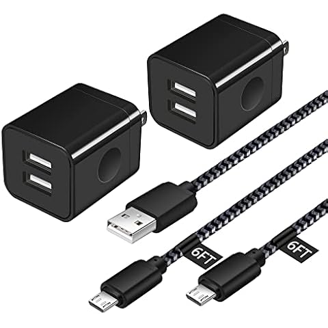 HI-CABLE Micro USB Cable with Dual Port USB Wall Charger Cover