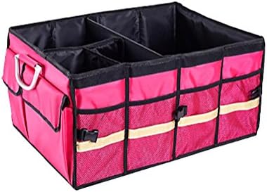 TOCHENG Foldable Car Trunk Cargo Organizer Non-Slip Waterproof Backseat Storage Container with Handles for Vans, SUV, Cars, Trucks, Kids Toy Organizers, Pink