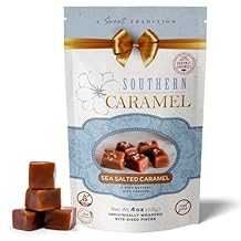Southern Caramel Sea Salted Caramels, Rich, Buttery Caramel Candy with a Sprinkle of Coarse Sea Salt, Sweet & Salty, Handcrafted, No Corn Syrup, Gluten Free, Individually Wrapped Treats, 4 oz Pack of 1