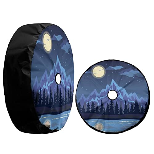 Image of Delerain Spare Tire Cover with Backup Camera Hole Mountain Night Wheel Covers Sun Protection Waterproof for Truck RV Trailer SUV and Many Vehicle (14 Inch for Diameter 23 inch-27 inch)
