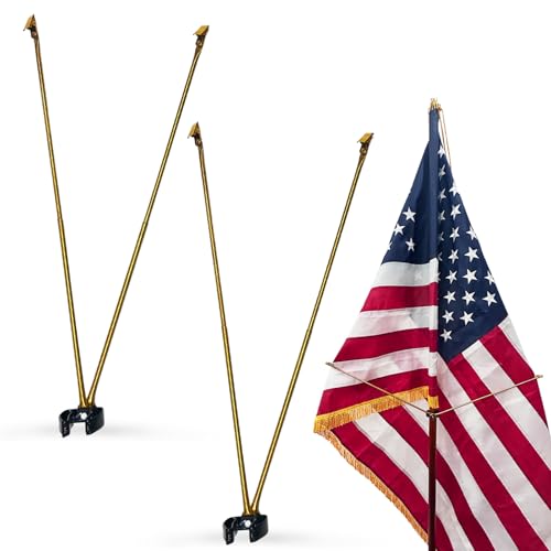 Frunke Flag Spreaders for Indoor Flag Pole Display 2 Pack Gold Metal Flag Straightener Extender for Indoor Flag 19.5 inch Heavy Duty