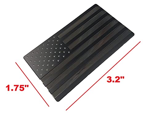 Muzzys (Set Of Two) Aluminum All Black Subdued American Flag Decal Emblem Sticker Badge No Quarter Given 3.2"X1.75" United States Stick On Car Truck Bumper Window Glass, Made In The Usa #TOP5