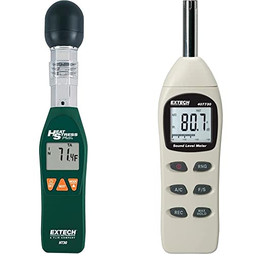 Extech HT30 Heat Stress WBGT Meter , Black & 407730 Digital Sound Level Meter 40-130dB