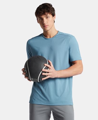 Image of Jockey MV37 Men Recycled Microfiber Elastane Stretch Fabric Round Neck Half Sleeve Breathable Mesh Active Wear T-Shirt