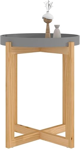Miniatura 4 de KTHLBRH Mesa auxiliar, muebles de sala de estar, mesa central de madera adecuada para el hogar y la oficina, sala de estar, color gris, 16.1 x 16.1