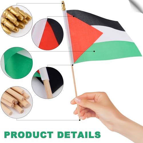 Qumenan Pacote com 25 pequenas bandeiras palestinas mini bandeiras para desfiles, Copa do Mundo, Eve
