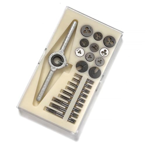 FUZIDDN 31pcs Micro Metric Tap and Die Set M1-M2.5, Replacement for QingYJ U7V-9PB-MX3394, Thread Repair Kit for Small Electronics/Watches/Models (OEM: FZ-TD331S)
