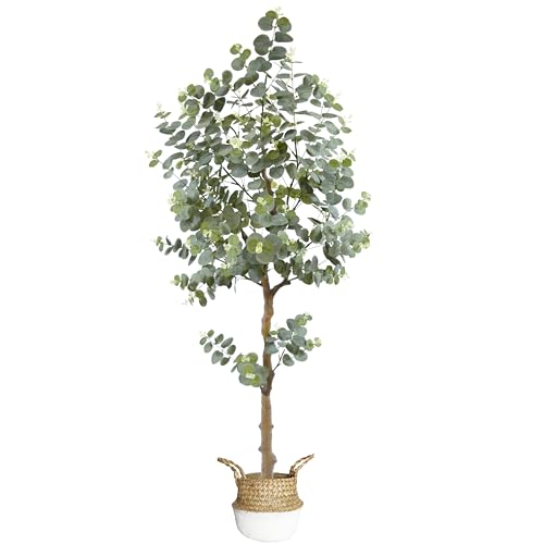 Lovaplants Artificial Eucalyptus Plant 5ft, Fake Tree with Basket, Faux