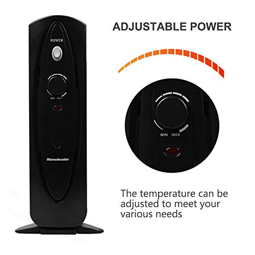 Homeleader Oil Filled Radiator Heater with Adjustable Thermostat, Electric Personal Heater with Overheat Safety, for Home and Office, 700W, Black - Thumbnail 5