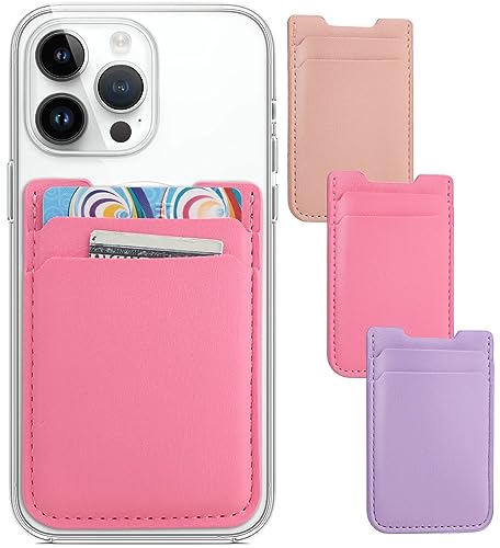 Lot de 3 porte-cartes de téléphone en cuir double poche pour iPhone et Android