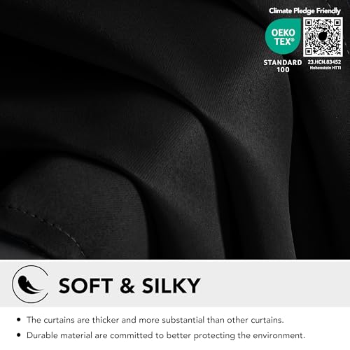 Image of Deconovo Blackout Curtains Bedroom Super Soft Thermal Insulated Curtains Blackout Eyelet Blackout Curtains for Living Room 46 x 54 Inch Black 2 Panels