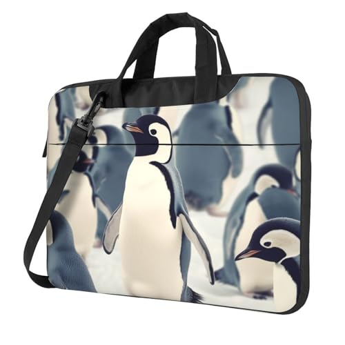 Maletín para portátil con diseño de pingüino, negro, 14 pulg. miniatura 1