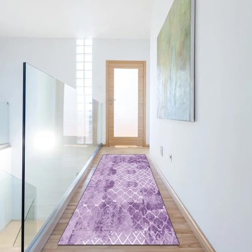 Alfombra larga lila 60x220 cm vintage lavable por metros para pasillo casa 6
