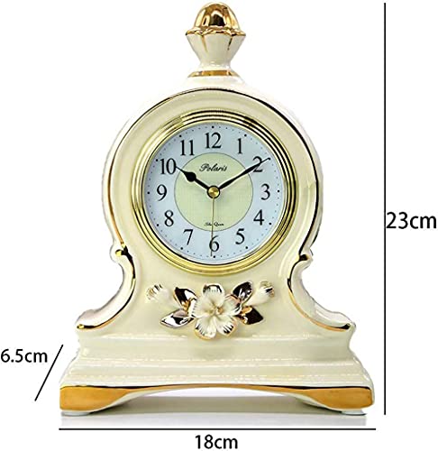 Mute Mantel Clock - Orologio da tavolo decorativo antico in ceramica per soggiorno, camera da letto, ufficio, ornamento retrò