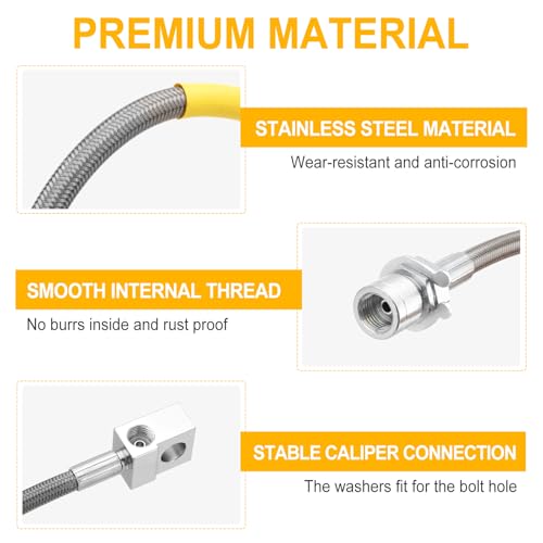 image for Racewill Rear Extended Stainless Steel Brake Line 89335S Compatible wi