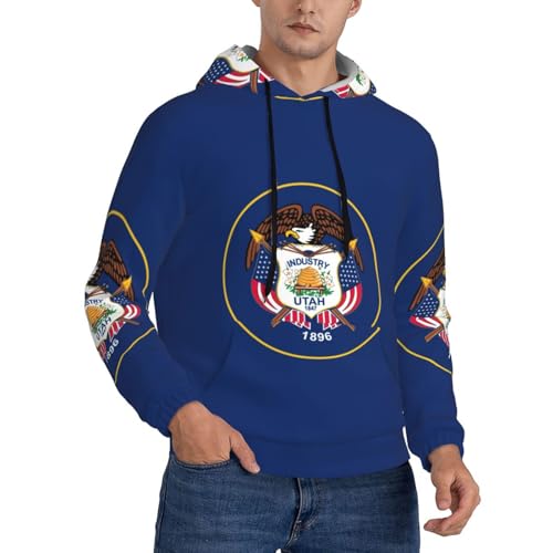 Sweat à capuche imprimé drapeau Utah homme vêtement toutes saisons