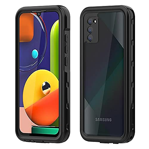 Waterproof Case for Samsung Galaxy A02S, Fully Sealed Underwater IP68 Waterproof Shockproof Dustproof Full-Body Protective Clear Cover Built-in Screen Protector for Samsung Galaxy A02S (Black)
