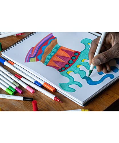 Image of Hello, Artist! Dual Brush Marker Set, 20 Pieces, Brush and Felt Tips, Bright and Vivid Colors