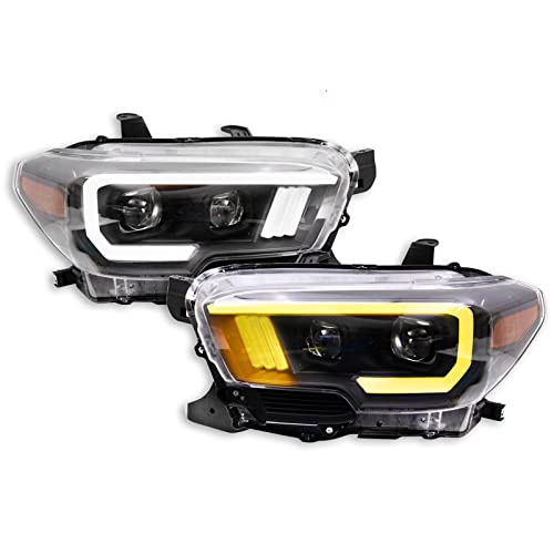 Image of TRQ Performance Driver and Passenger Side Headlight Assembly Set Compatible with 16-22 Toyota Tacoma SR SR5 without LED Daytime Running Lights