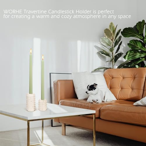 Worhe ZT002 Candle Holders True Natural Travertine Stone 0.4 Inch Thick thumb #1