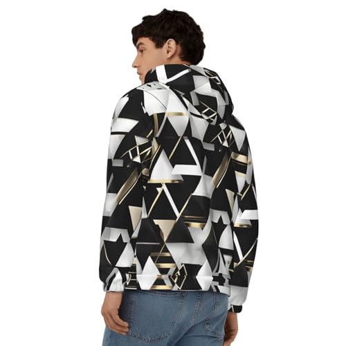 Sweat à fermeture éclair imprimé triangle or et noir pour homme au style géométrique soigné - 6