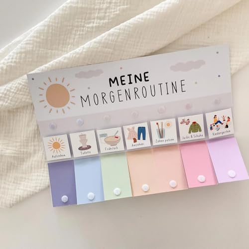Morgen & Abendroutine Kinder Bunt, Morgenroutine Plan, Tagesplan,Routineplan für Kinder/Morgenroutine für Kinder (DIN A4 Tagesplan） (Boho)