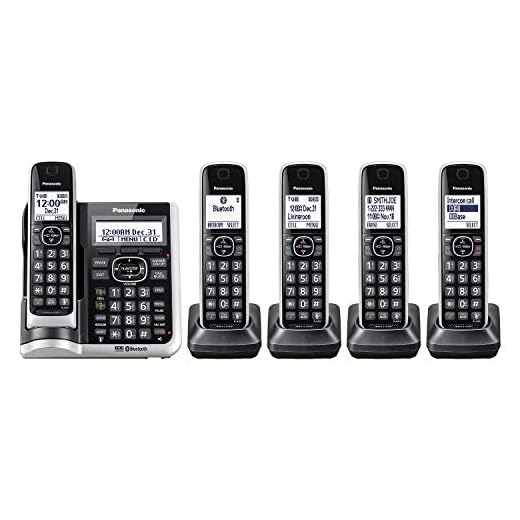 Panasonic Link2Cell Bluetooth Cordless Phone System with HD Audio, Voice Assistant, Smart Call Blocking and Answering Machine, DECT 6.0 Expandable Cordless System, 5 Handsets (Silver) (Renewed)