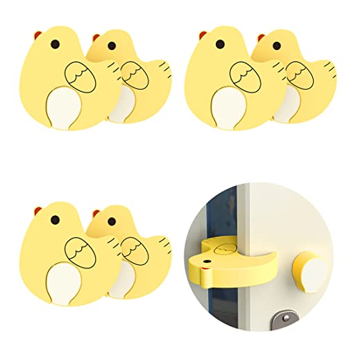 Reccisokz 6 pieces of baby safety door guards, cartoon animal chick design, foam children’s door stop, baby safety finger guards, protect baby fingers