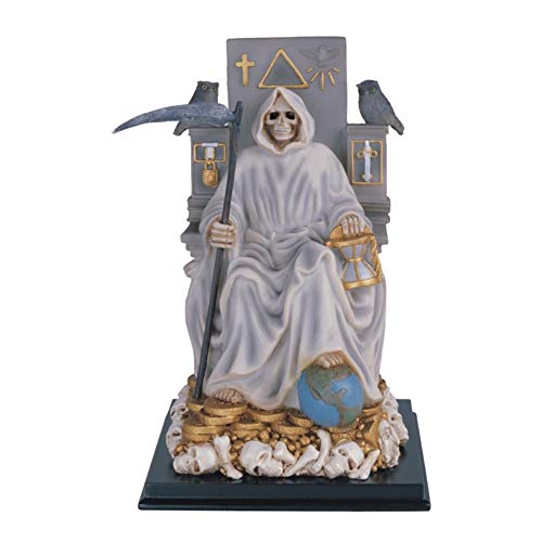 Estatua Santa Muerte Blanca Sentada 12 Pulgadas