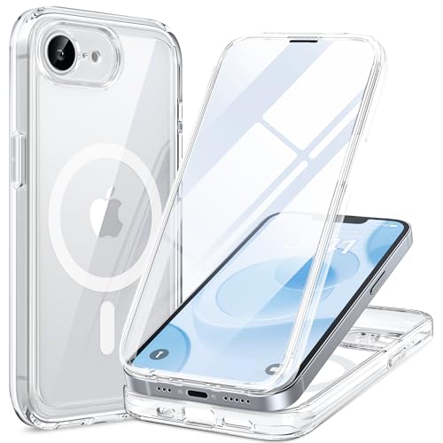 Miracase iPhone 17E / 16E �P�[�X MagSafe�Ή� �����ӂ���17E / 16E �X�}�z�P�[�X 2025 9H�����K���X 6.1�C���` �t���J�o�[ 360°�S�g�ی� ���C�����X�[�d�Ή� �N���A
