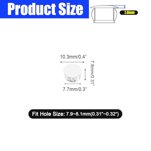 Image of 120Pcs 5 /16 inch(8mm) White Plastic Hole Plugs, White Hole Plugs Hardware Plugs for Round Holes, Knockout Plugs Screw Hole Plugs for Reserved Holes in Kitchen Cabinet