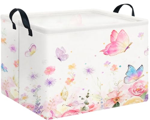 Image of CLOCOR Rectangular Storage Bin,Waterproof Books Box,Gift Basket(Golden Butterfly)