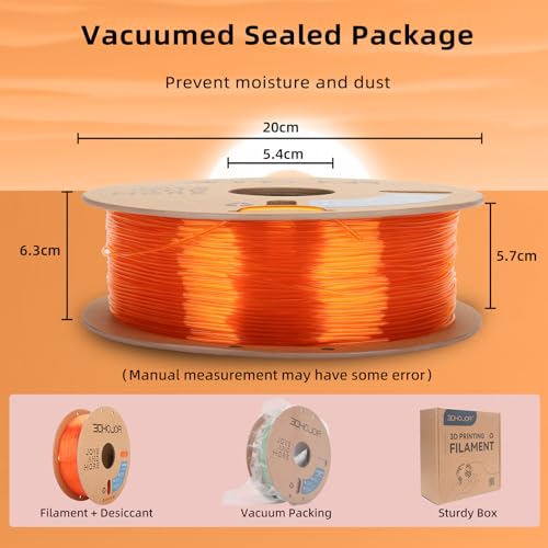 Image of 3DHojor TPU Filament 1.75mm TUP95A 3D Printer Filament Flexible Soft 3D Filament 1KG (2.2lbs) fit Most FDM 3D Printers Dimensional Accuracy + /- 0.03 mm-Transparent Orange