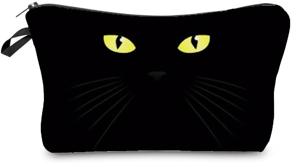 Black Cat Cosmetic Bag for Women Cute Small Makeup Bag for Purse Travel Toiletry Zipper Pouch for Girls Gift for Cat Lovers Black Cat Makeup Bag for Her