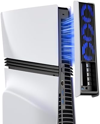 KIWIHOME Cooling Fan for PS5 Pro, Efficient Cooler Fan with Adjustable Speed and Auto On/Off, Quiet Cooling Accessories with USB3.0 Port, LED Light for PS5 Pro Only, Not for PS5/PS5 Slim