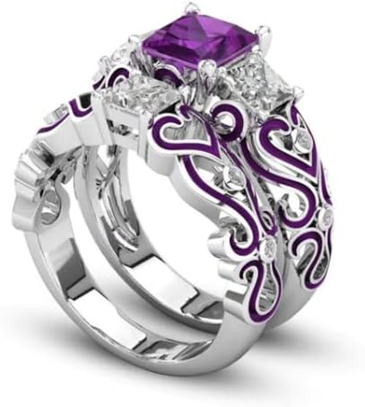 Princess Cut 3.10 Ct Purple Amethyst & VVS1/D Diamond Women,'s Engagement, Wedding Bridal Ring Set White Gold Plated…