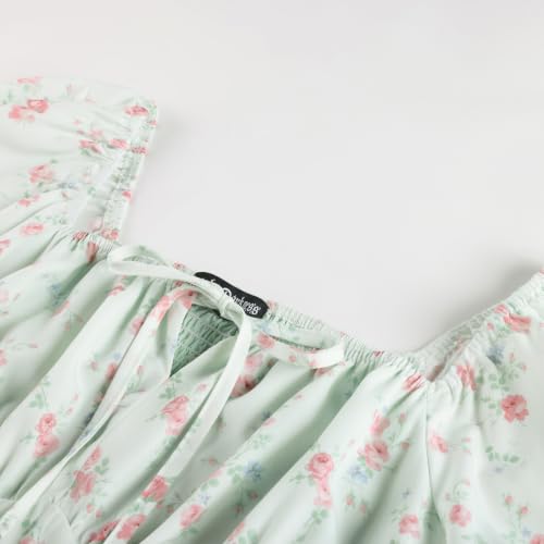 Image of Scarlet Darkness Women's Floral Corset Dress with Split 2026 Summer Spring Square Neck Midi Milkmaid Dresses