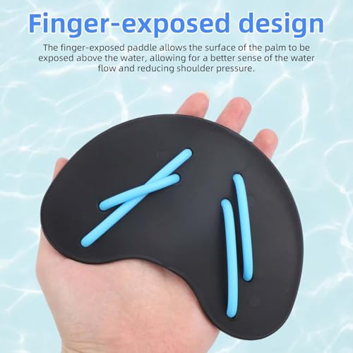 image for lasuroa Swimming Paddles for Hands, Silicone Swim Training Paddles wit
