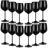 Didaey 12 Set Black Wine Glasses 18oz Aluminum Metal Unbreakable Wine Glass Goblet Elegant Stemmed Cocktail Glasses Metal Drink Cup for Wedding Pool Anniversary Party Travel Camping Picnics