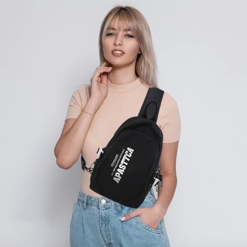 Image of GUSTAVE Sling Bag for Men Fashion Nylon Crossbody Bag with Handle Lightweight & Durable Outdoor Lightweight Item Bag for Travel, Strolling, Hiking, Camping, Commuting, Black, 20x12x31cm