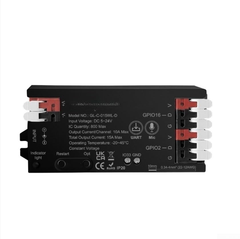 Controlador de tira LED ESP32 con micrófono integrado y control por app de 5-24V GL-C-015WL-D 7