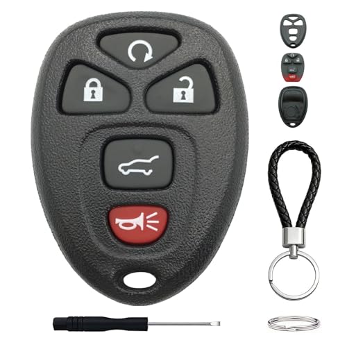 Key Fob Case for Chevy Suburban Tahoe Traverse GMC Acadia Yukon Cadillac Escalade SRX Buick Enclave Saturn Outlook Car Keyless Entry Smart Remote Shell Cover Replacement (5 Button)