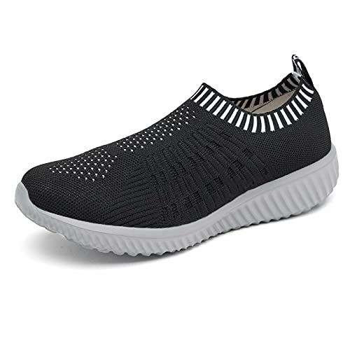 Image of konhill Womens Walking Shoes Slip On Sneakers Breathable Mesh Lightweight Casual Footwear for Daily Commute