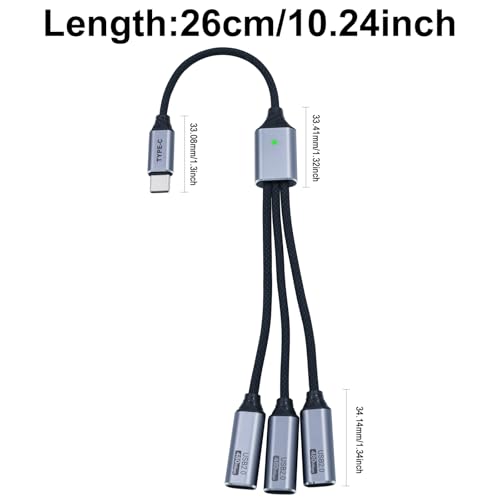 Répartiteur USB C 1 entrée 3 sorties multiprise hub type C câble de charge pour smartphone et PC - 7