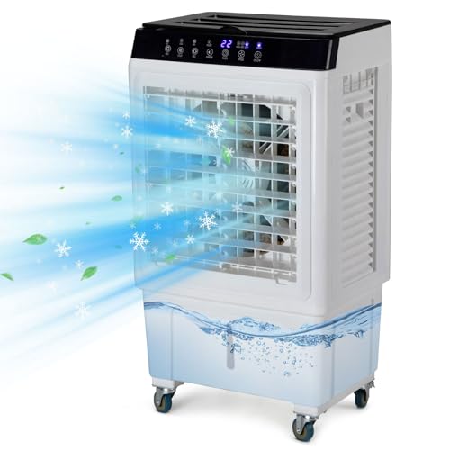 LEADZM Climatiseur d&rsquo;Air Mobile 3 en 1 Humidificateur d&rsquo;air par Evaporation Refroidisseur Portable,Réservoir d&rsquo;eau de 25L,80W,Débit d&rsquo;air 4000m³/h