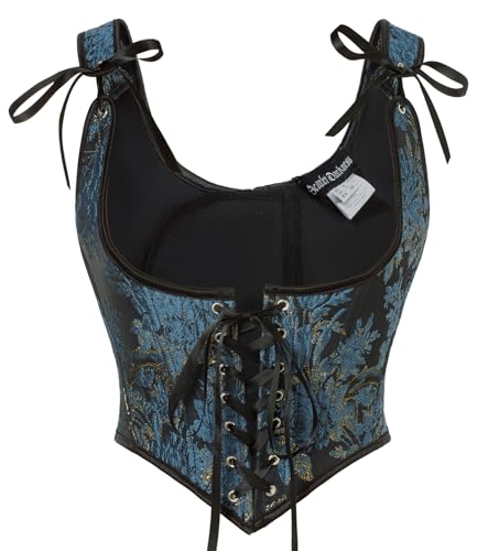 Scarlet Darkness Womens Renaissance Corset Underbust Corset Tops Lace-up Bodice Black Blue Size 16
